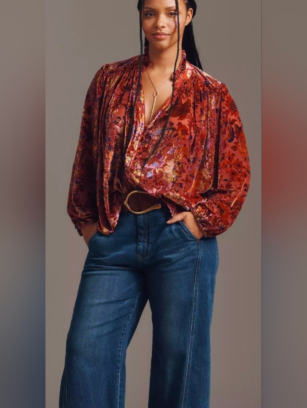 Anthropologie Sheer Floral Velvet Burnout Blouse - Picture 6 of 6